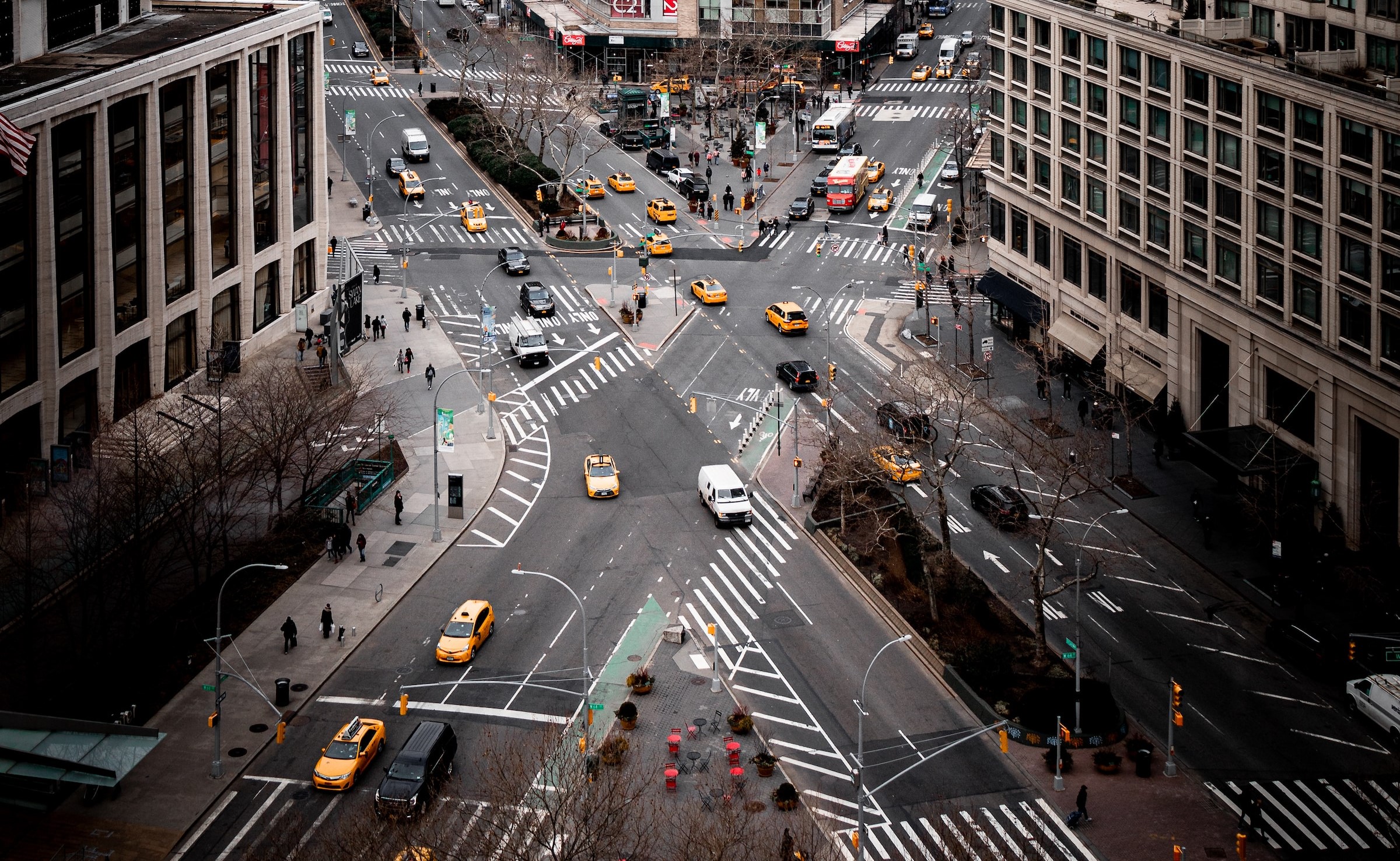 Example of skewed intersections, image displays skewed intersection in an urban area